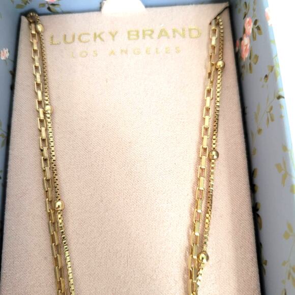 Lucky Brand Necklace Women's Semi Precious Accent Freshwater Pearl Gold 2 strand - Picture 5 of 9